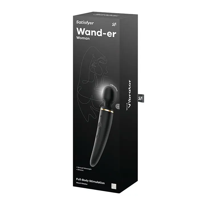 Вібромасажер Satisfyer Wand-er Woman (Black/Gold), водонепроникний, потужний, розмір XXL - Master