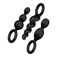 Набір анальних іграшок Satisfyer Plug black (set of 3) - Booty Call, макс. діаметр 3 см - Master