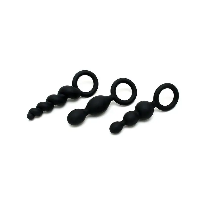 Набір анальних іграшок Satisfyer Plug black (set of 3) - Booty Call, макс. діаметр 3 см - Master