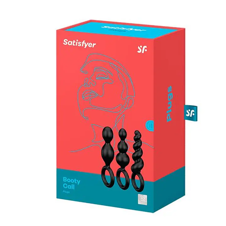 Набір анальних іграшок Satisfyer Plug black (set of 3) - Booty Call, макс. діаметр 3 см - Master