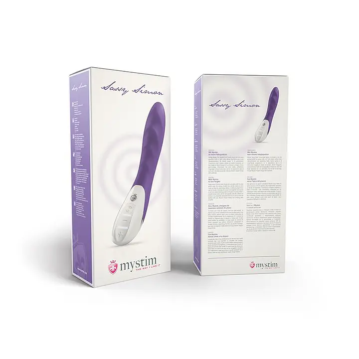Потужний вібратор Mystim Sassy Simon Purple з двома моторами і стимулюючим рельєфом - Master