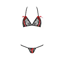 Комплект білизни Passion MELISSA BIKINI S/M, black, ліф зі шнурівкою і трусики стрінги - Master