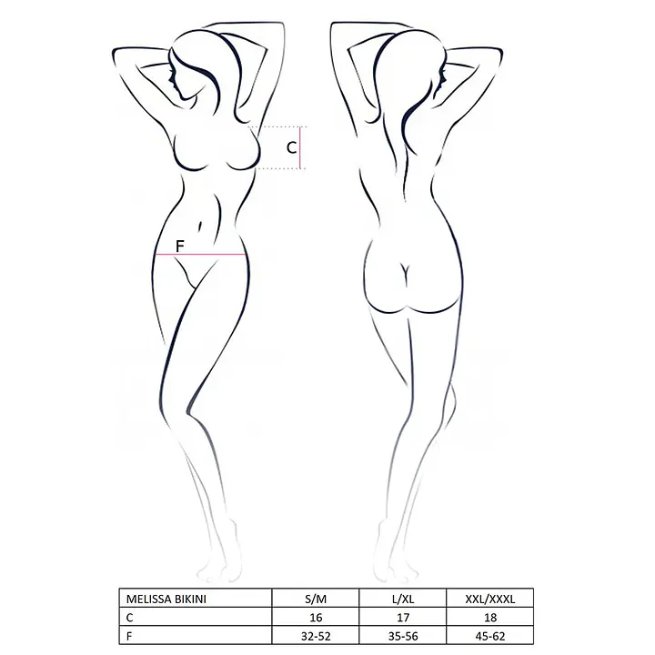 Комплект білизни Passion MELISSA BIKINI S/M, black, ліф зі шнурівкою і трусики стрінги - Master