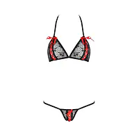 Комплект білизни Passion MELISSA BIKINI XXL/XXXL, black, ліф зі шнурівкою і трусики стрінги - Master