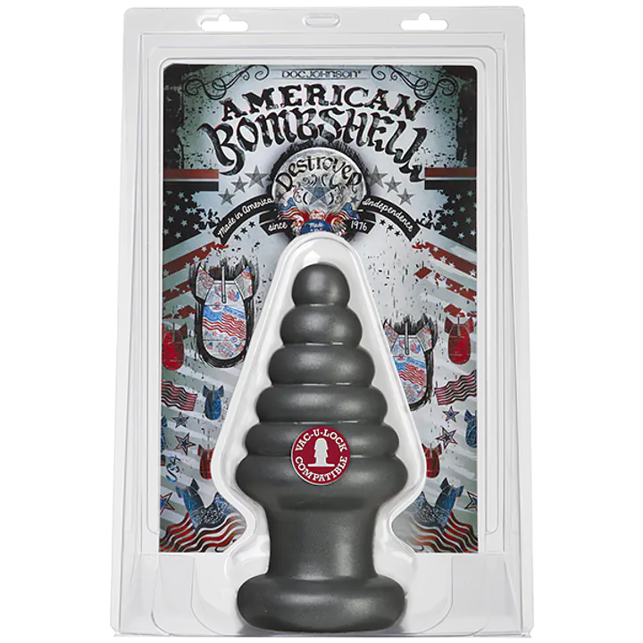 Анальна пробка для фістингу Doc Johnson American Bombshell Destroyer Gun Metal, діаметр 10,7 см - Master