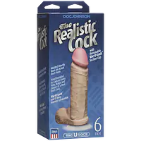 Фалоімітатор Doc Johnson The Realistic Cock 6 inch White - PVC, Vack-U-Lock, діаметр 4,3 см - Master