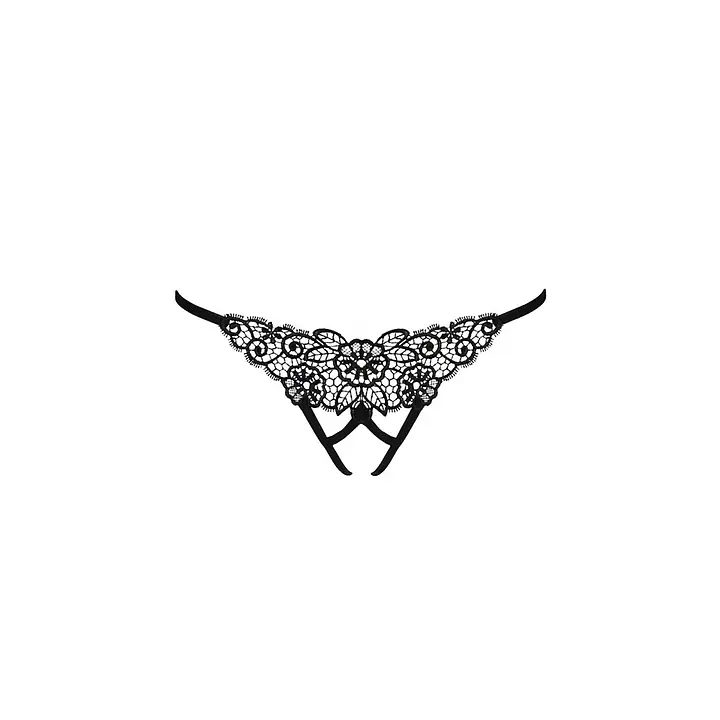Трусики мереживні з доступом Passion Exclusive VIOLANTE THONG L/XL, black - Master