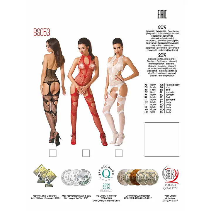 Бодістокінг Passion BS053 white, комбінезон, імітація панчох і пояса - Master