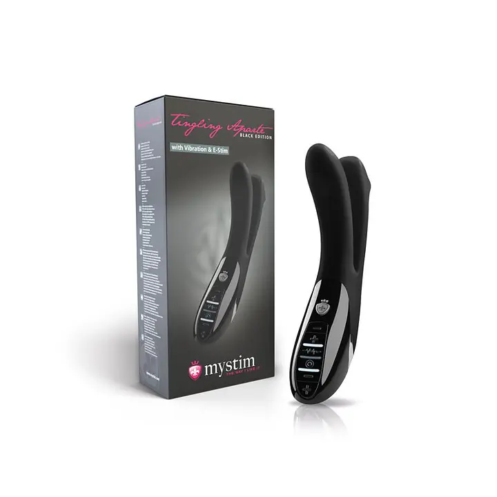 Вібратор подвійний з електростимуляцією Mystim Tingling Aparte eStim Black, міостимулятор - Master