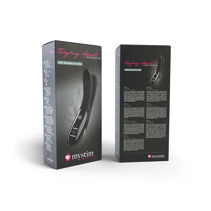 Вібратор подвійний з електростимуляцією Mystim Tingling Aparte eStim Black, міостимулятор - Master