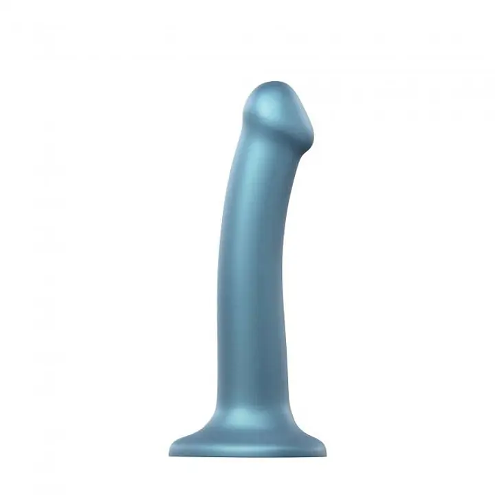 Насадка для страпону Strap-On-Me Mono Density Dildo M Blue, діам. 3,3 см, одношаровий силікон, гнучк - Master