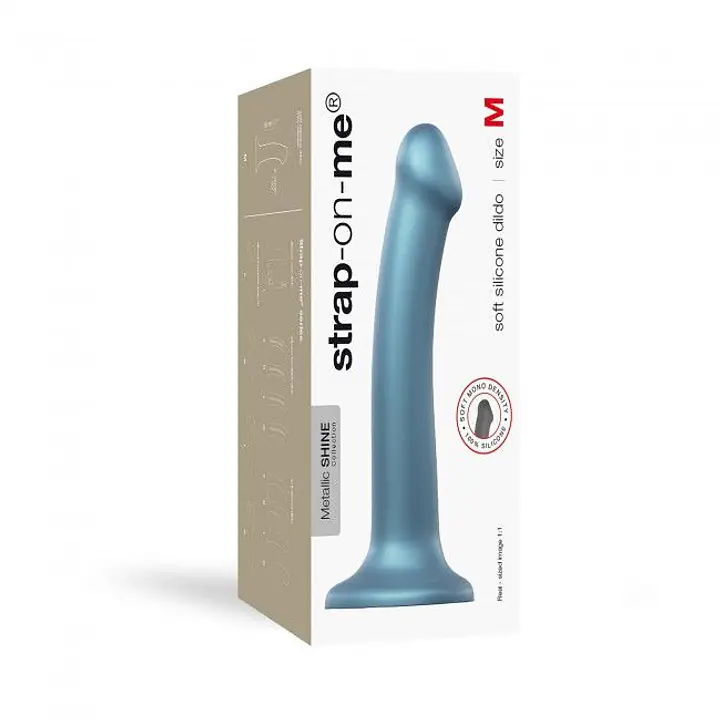 Насадка для страпону Strap-On-Me Mono Density Dildo M Blue, діам. 3,3 см, одношаровий силікон, гнучк - Master