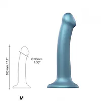 Насадка для страпону Strap-On-Me Mono Density Dildo M Blue, діам. 3,3 см, одношаровий силікон, гнучк - Master
