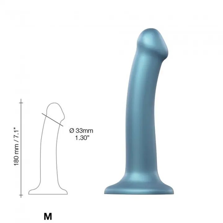 Насадка для страпону Strap-On-Me Mono Density Dildo M Blue, діам. 3,3 см, одношаровий силікон, гнучк - Master