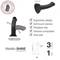 Насадка для страпону Strap-On-Me Mono Density Dildo M Blue, діам. 3,3 см, одношаровий силікон, гнучк - Master