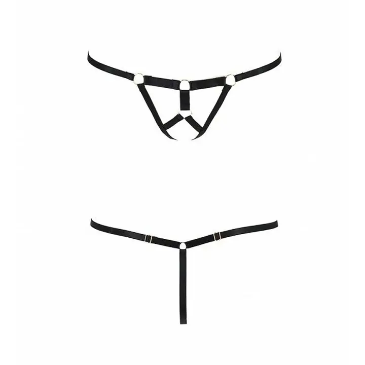 Трусики стрінги зі стреп Passion Exclusive ARMANDA THONG L/XL, black - Master