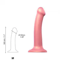 Насадка для страпону Strap-On-Me Mono Density Dildo Rose M, діам. 3,3 см, одношаровий силікон, гнучк - Master