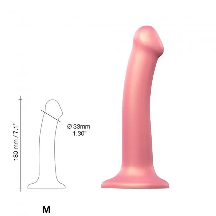 Насадка для страпону Strap-On-Me Mono Density Dildo Rose M, діам. 3,3 см, одношаровий силікон, гнучк - Master