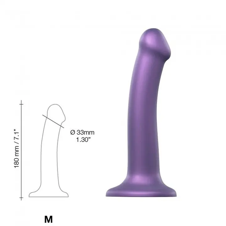 Насадка для страпону Strap-On-Me Mono Density Dildo Violet M, діам. 3,3 см, одношаровий силікон, гну - Master