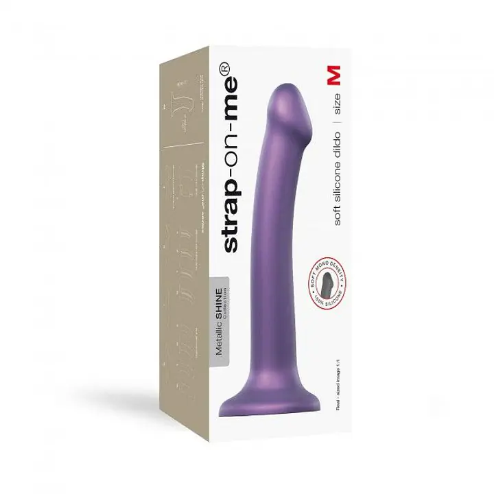 Насадка для страпону Strap-On-Me Mono Density Dildo Violet M, діам. 3,3 см, одношаровий силікон, гну - Master