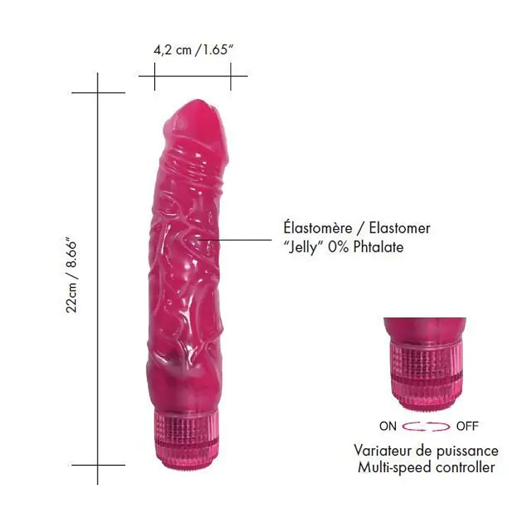 Фалоімітатор вібратор Dorcel Jelly Boy, діаметр 4,2см ТПЕ, плавне регулювання потужності вібрації - Master
