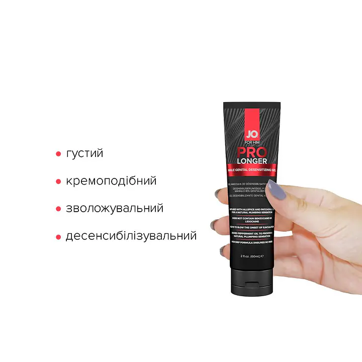 Пролонгер гель JO Prolonger Gel (60 мл) з олією перцевої м’яти, гвоздикового перцю та пачулів - Master
