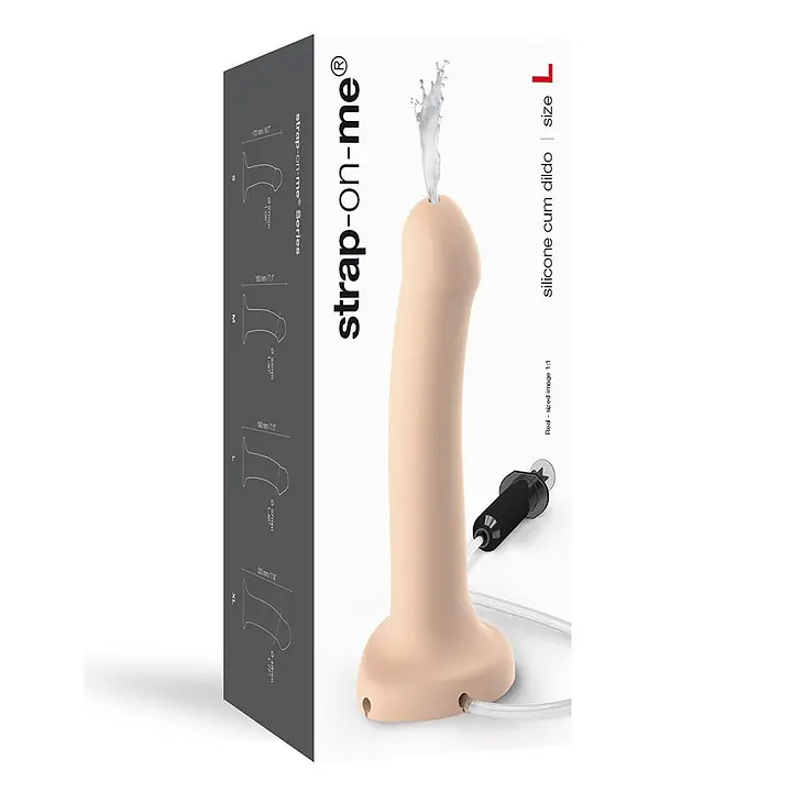 Фалоімітатор, що кінчає Strap-On-Me Dildo Cum Flesh, діаметр 3,6 см, силікон, насадка для страпону - Master