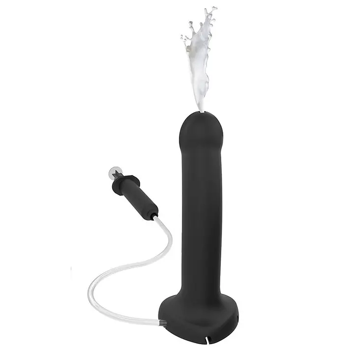 Фалоімітатор, що кінчає Strap-On-Me Dildo Cum Black, діаметр 3,6 см, силікон, насадка для страпону - Master