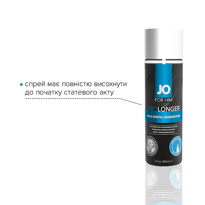 Пролонгувальний спрей JO Prolonger Spray with Benzocaine (60 мл) не містить мінеральних масел - Master