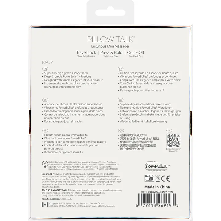 Розкішний вібратор Pillow Talk - Racy Teal з кристалом Swarovski для точки G, подарункове паковання - Master