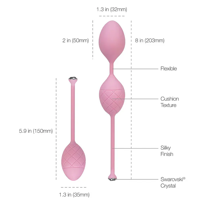 Розкішні вагінальні кульки PILLOW TALK - Frisky Pink з кристалом, діаметр 3,2 см, вага 49-75гр - Master