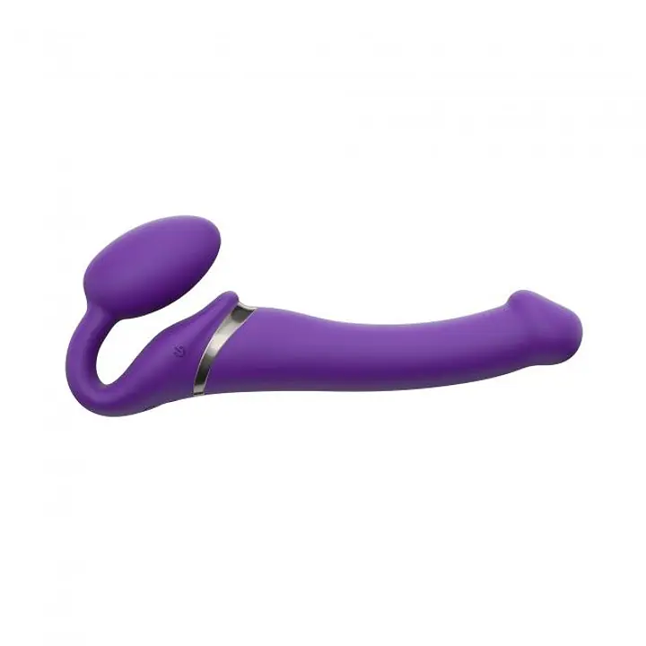 Безремінний страпон з вібрацією Strap-On-Me Vibrating Violet M, діаметр 3,8 см, пульт ДК, регульований - Master