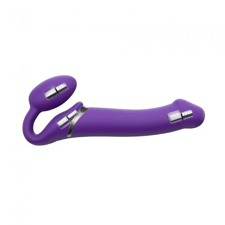 Безремінний страпон з вібрацією Strap-On-Me Vibrating Violet XL, діам. 4,7см, пульт ДК, регульований - Master