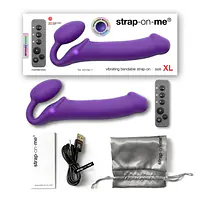 Безремінний страпон з вібрацією Strap-On-Me Vibrating Violet XL, діам. 4,7см, пульт ДК, регульований - Master