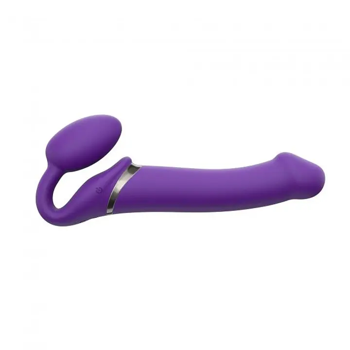 Безремінний страпон з вібрацією Strap-On-Me Vibrating Violet L, діам. 3,7 см, пульт ДК, регульований - Master