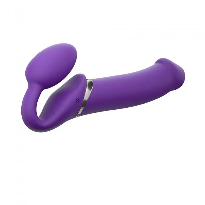 Безремінний страпон з вібрацією Strap-On-Me Vibrating Violet XL, діам. 4,7см, пульт ДК, регульований - Master