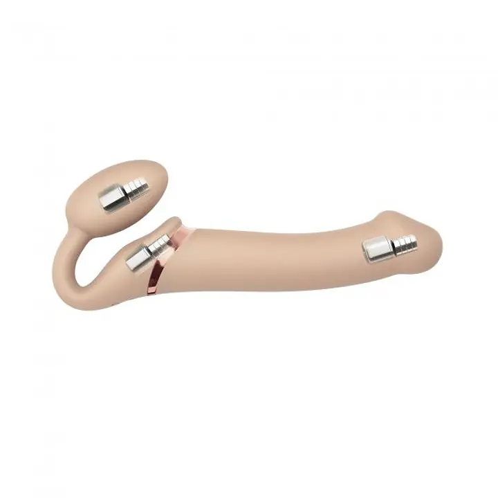 Безремінний страпон з вібрацією Strap-On-Me Vibrating Flesh L, діаметр 3,7 см, пульт ДК, регульовани - Master