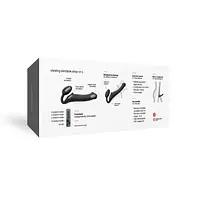 Безремінний страпон з вібрацією Strap-On-Me Vibrating Black L, діаметр 3,7см, пульт ДК, регульований - Master